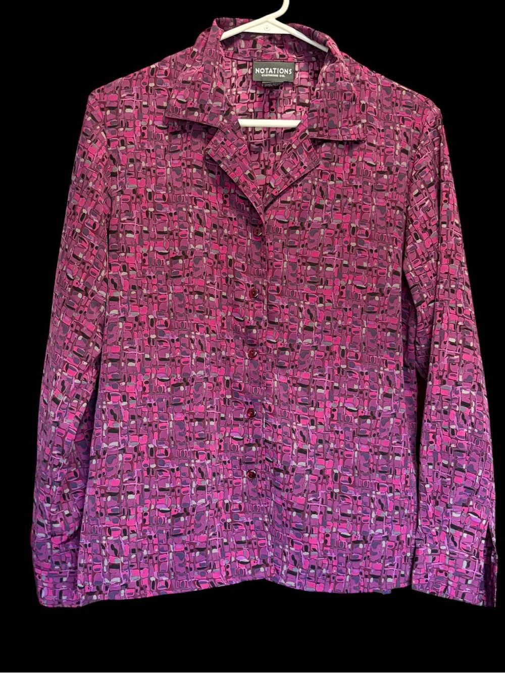 Notations Vintage Purple and Pink Abstract Print Blouse